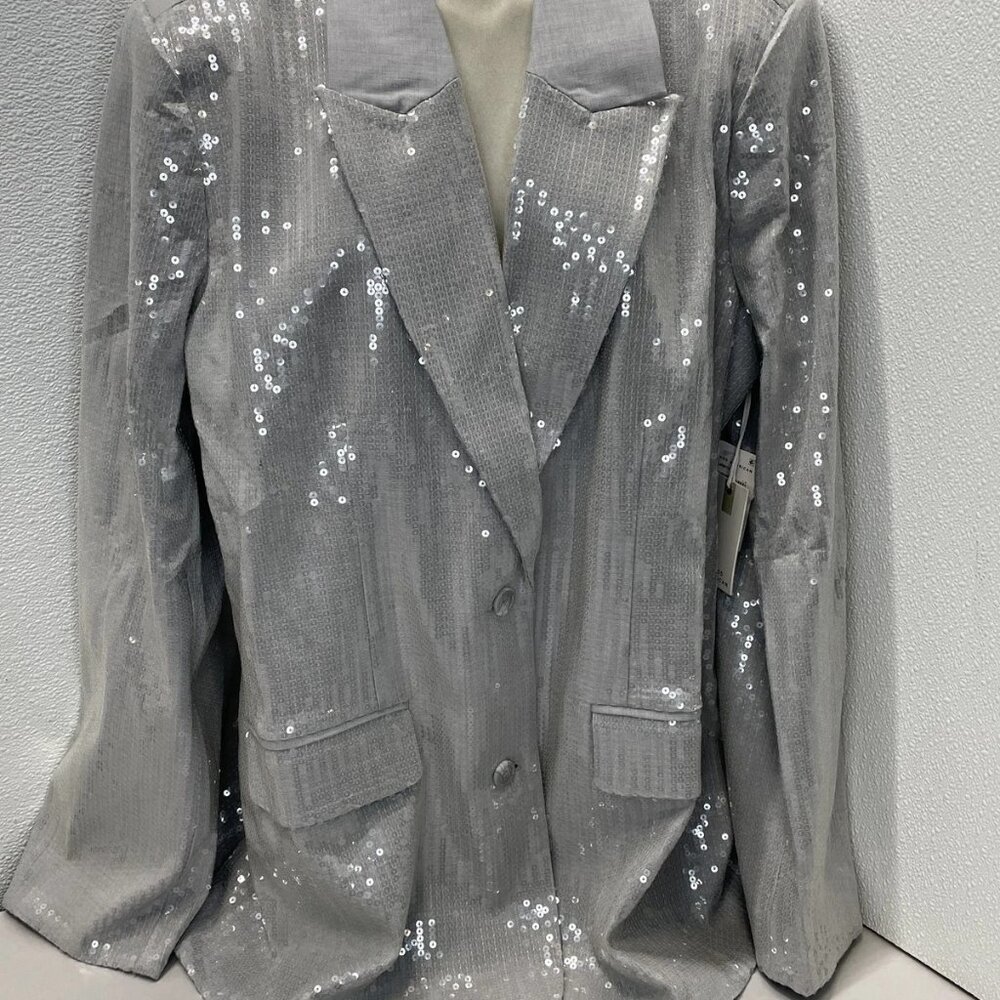 Good American Women’s Oversized Sequined Blazer Size 2XL Grey